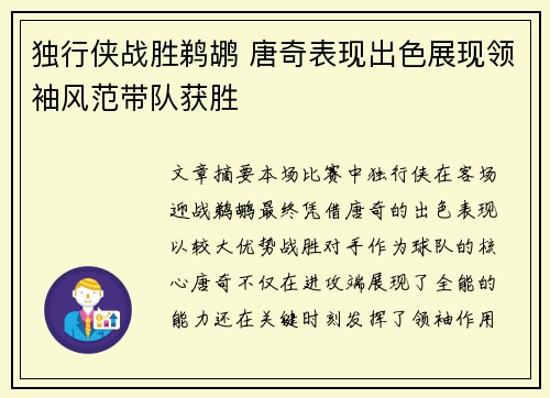 独行侠战胜鹈鹕 唐奇表现出色展现领袖风范带队获胜